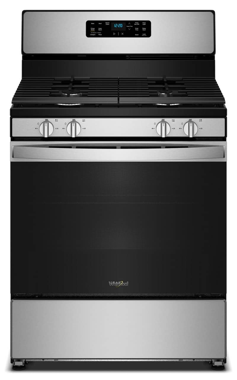 Whirlpool - 30-inch Gas Range with Crispy Mode Dishwasher Safe Grates and Steam Clean - Stainless Steel