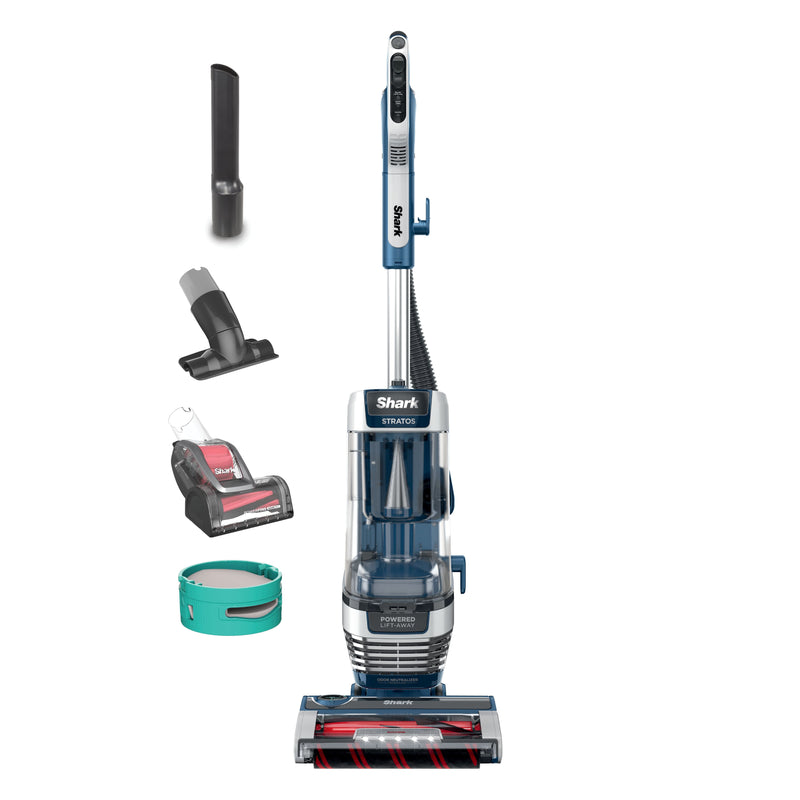 Shark - Stratos Upright Vacuum with DuoClean PowerFins HairPro Self-Cleaning Brushroll Odor Neutralizer Technology - Navy