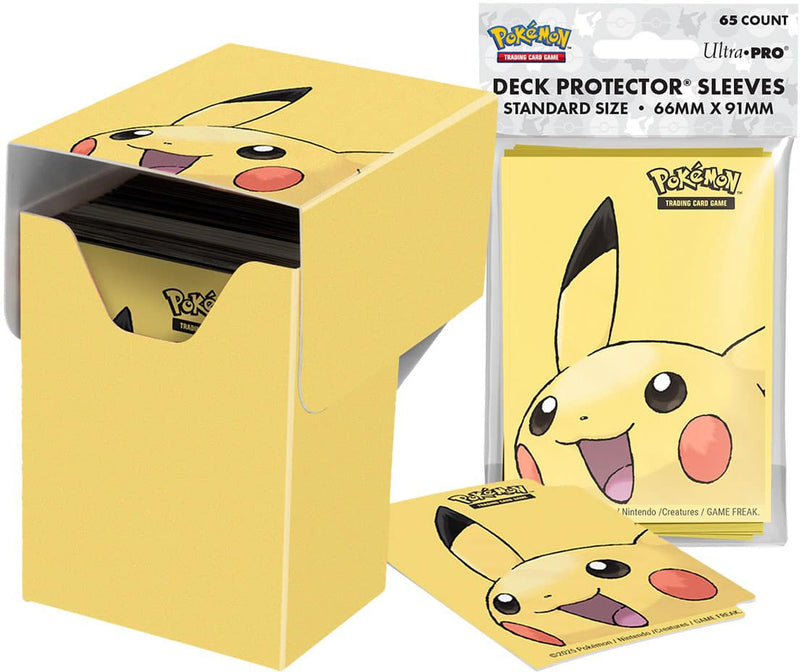Ultra PRO - Pikachu 65ct Deck Protector Sleeves and Clear Pikachu Full View Deck Box Combo Pack for Pokmon