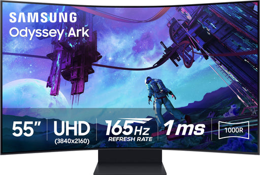 Samsung - 55" Odyssey Ark 2nd Gen. Curved 4K UHD Quantum Mini-LED FreeSync Prem Pro 1ms GTG Gaming Screen - Black