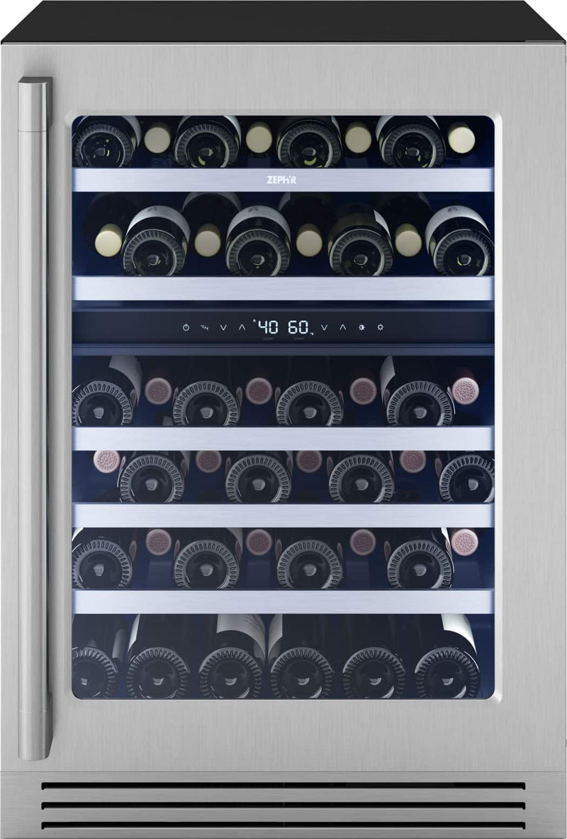 Zephyr - Presrv Pro 24 in. 45-Bottle Dual Zone Wine Cooler - Stainless Steel + Glass