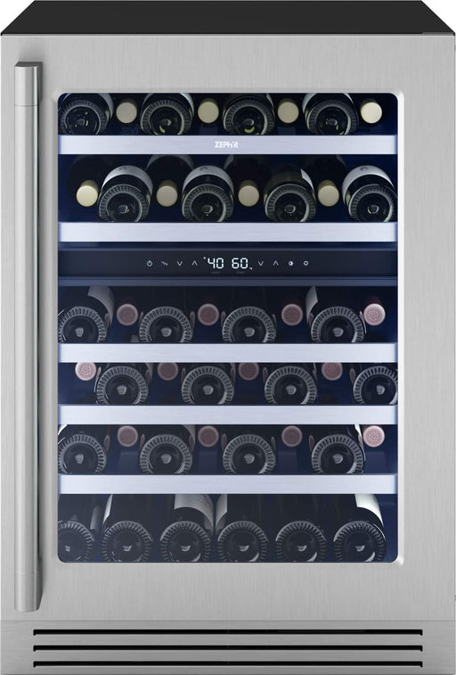 Zephyr - Presrv Pro 24 in. 45-Bottle Dual Zone Wine Cooler - Stainless Steel + Glass