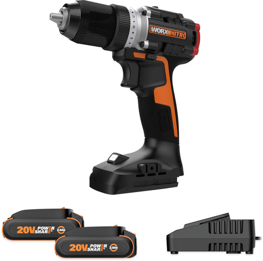 WORX - Nitro 20V Cordless Brushless 1/2 Drill/Driver (1 x 2.0Ah Battery and 1 x Charger Included) - Black