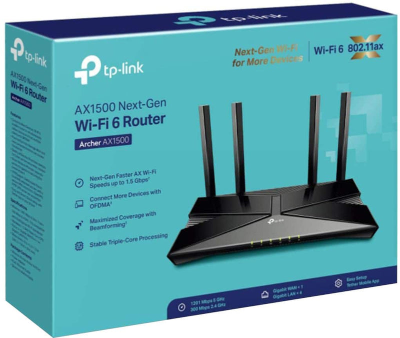 TP-Link - Archer AX1500 Dual Band Wi-Fi 6 Router - Black