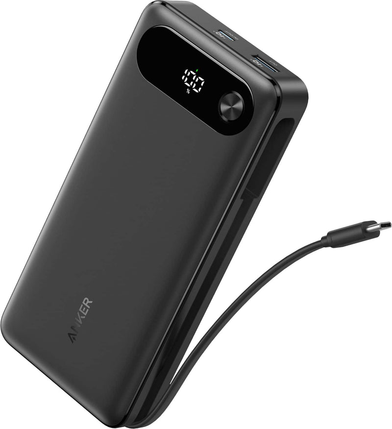 Anker - Power Bank (20K 87W Built-In USB-C Cable) - Black