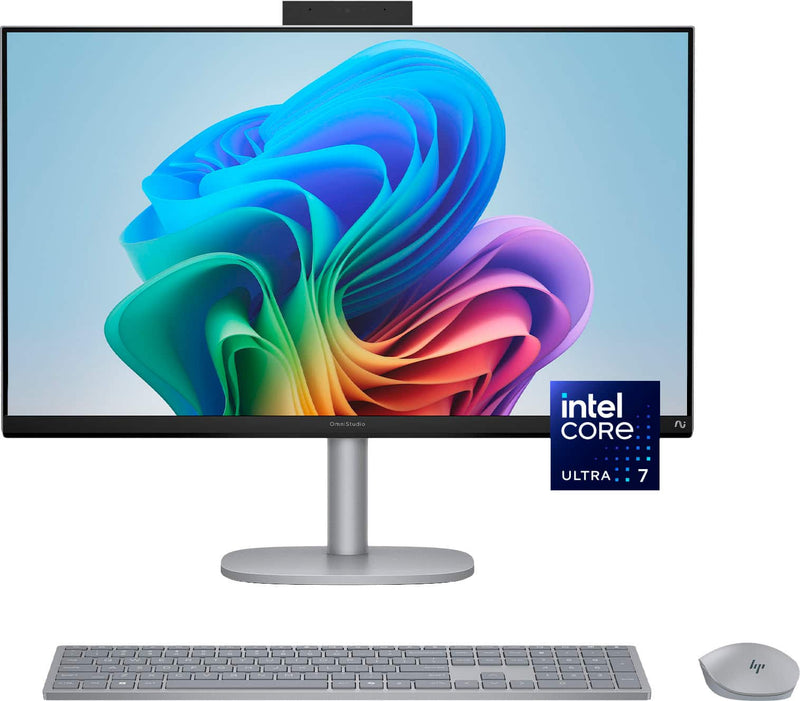 HP - OmniStudio X - Copilot+ PC - 27" 4K UHD All-in-One with Adjustable Height - Intel Core Ultra 7 - 16GB Memory - 1TB SSD - Meteor Silver