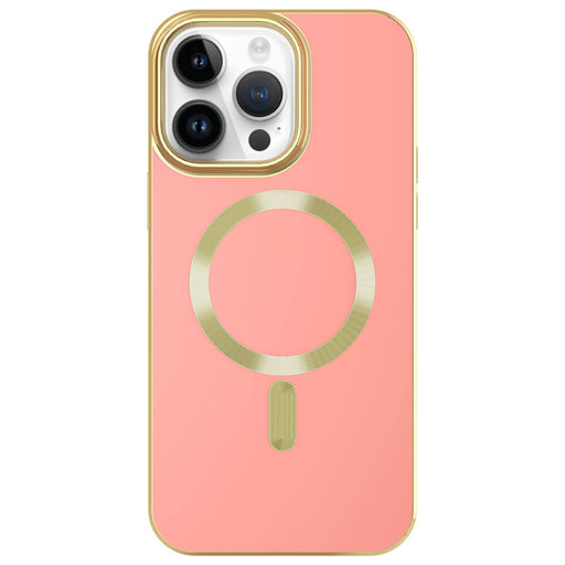 AMPD - Gold Bumper Soft Case with MagSafe for Apple iPhone 14 Pro Max - Light Pink