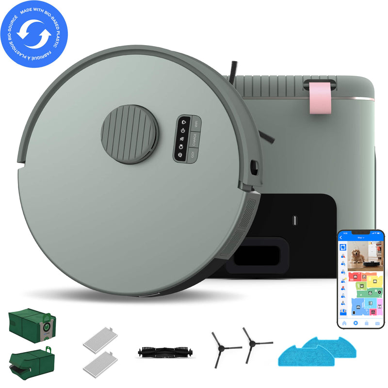bObsweep - Self-empty Robot Vacuum Cleaner with 100-Day Dock Activate Charcoal Odor Filtration and LiDAR Mapping - Rock