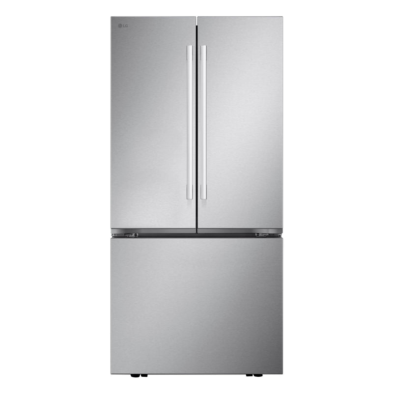LG - Standard Depth MAX 25.1 Cu. Ft. French Door Smart Refrigerator with Glide N' Serve Drawer - Stainless Steel