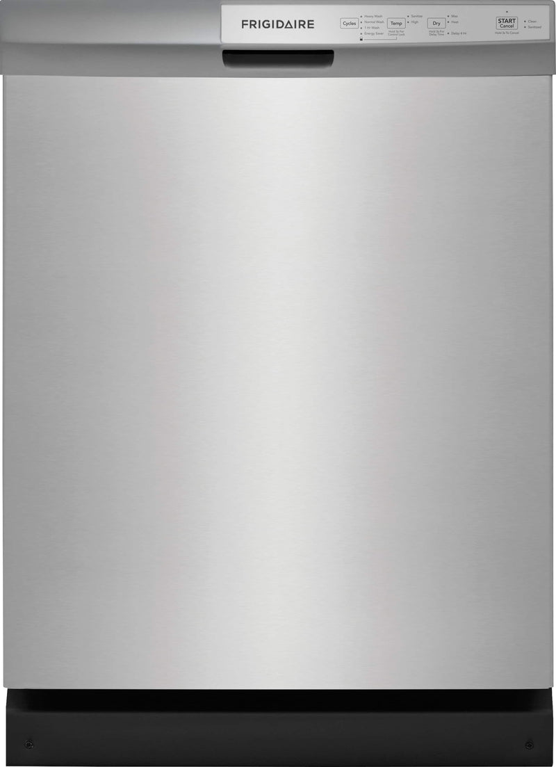 Frigidaire - 24" Front Control Built-In Plastic Tub Dishwasher with DishSense Sensor Technology 54 dBA - Stainless Steel