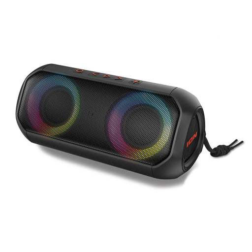 ION Audio - Uber Boom 40W Portable Bluetooth All-Weather Wireless Speaker with Multi-Colored LED Lights and Built-In Microphone - Black