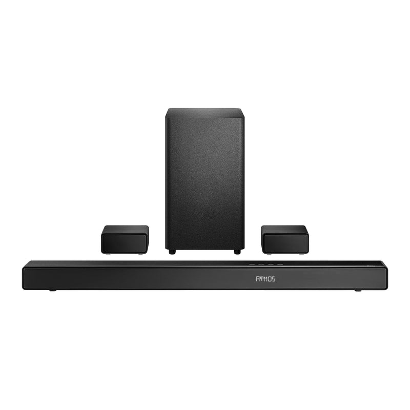 Insignia - 5.1.2 Channel Home Theater Soundbar with Wireless Subwoofer and Rear Speakers Dolby Atmos DTSX Bluetooth - Black