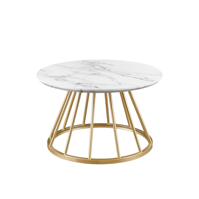 Walker Edison - Modern Cage-Base Coffee Table - Faux White Marble