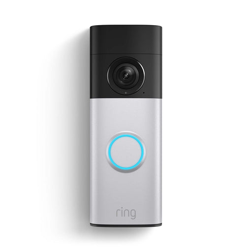 Ring - Battery Doorbell Plus (newest model) Retinal 2K with wide-angle video up to 6x Zoom Night Vision and Battery Pack - Nickel Silver