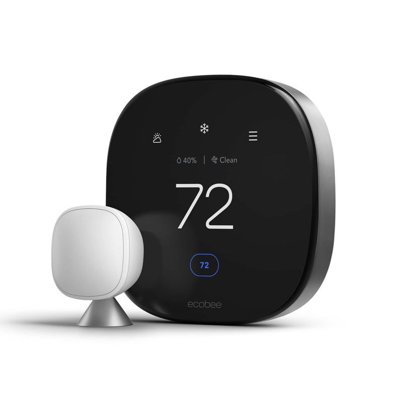 ecobee - Premium Smart Programmable Touch-Screen Thermostat with Siri Alexa Apple HomeKit and Google Assistant - Black