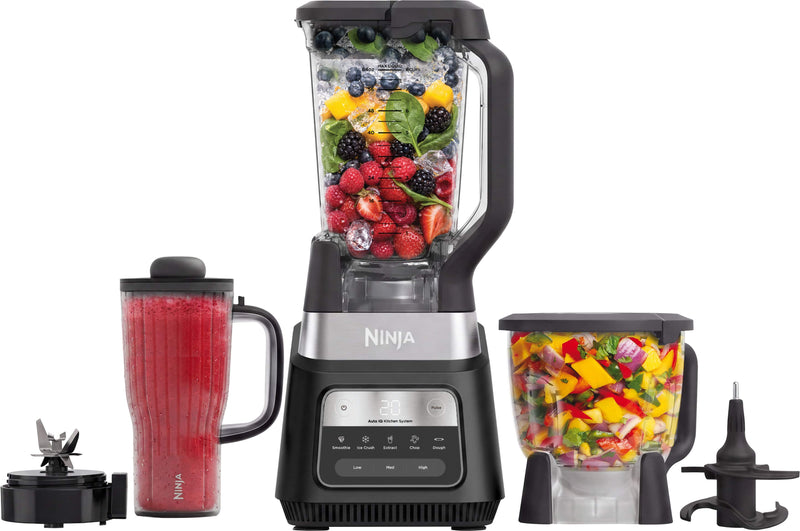 Ninja - TotalCrush Professional Kitchen System (Blender Tumbler  8-Cup Food Processor) with Auto-iQ - Metallic Black