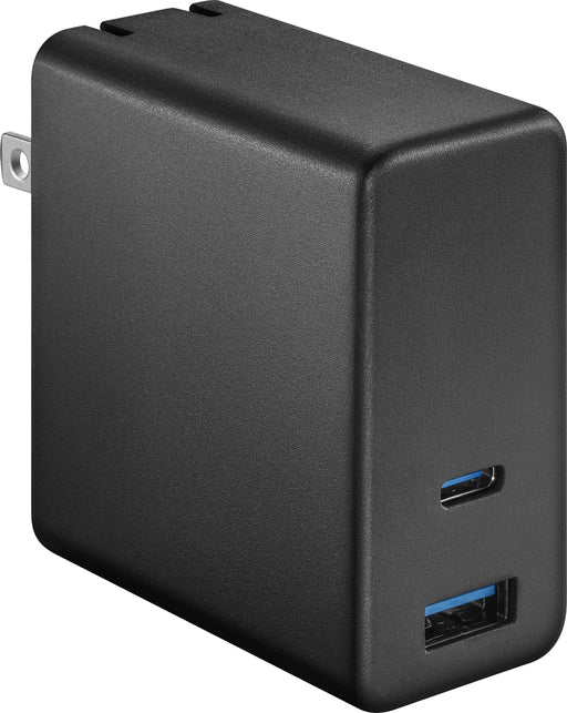 Best Buy essentials - 100W Dual Port USB-C and USB Wall Charger for MacBook Pro iPad iPhone Apple Watch Smartphones  other USB-C Devices - Black