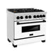 ZLINE - Autograph 36" Legacy Dual Fuel Range w/ 6 Burners  White  Black Accents (RAZ-WM-36-MB) - Stainless Steel/Matte White