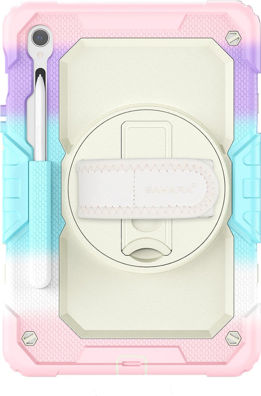 SaharaCase - Raider Series Heavy Duty Case with Hand Strap for Samsung Galaxy Tab S10 Lite (2025) Tab S10 FE S9 and S9 FE - Sunset Sorbet