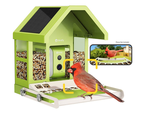 BIRDFY - Smart Bird Feeder with Camera Durable Metal Bird Feeders for Outdoors AI Identify Bird Species - Green