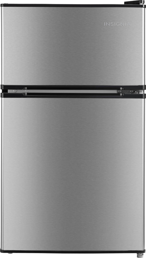 Insignia - 3.1 Cu. Ft. Mini Fridge with Top Freezer and ENERGY STAR Certification - Stainless Steel Look