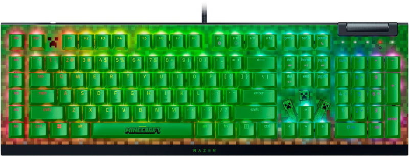 Razer - BlackWidow V4 X Full Size Wired Mechanical Green Clicky Switch Gaming Keyboard with Chroma RGB Backlighting - Minecraft Edition