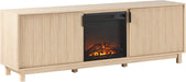 Walker Edison - Reema 70" Modern Reeded TV Stand with Freestanding Electric Fireplace - Costal Oak