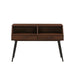 Walker Edison - Contemporary 2-Drawer Entry Table with Glass Shelves - Dark Walnut/Black