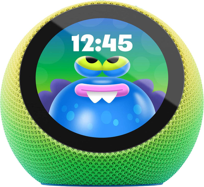 Amazon - Kids Echo Time kid-tuned Alexa customizable clock face with 1 year of Kids+ parental controls sleep support - Cosmic Lime
