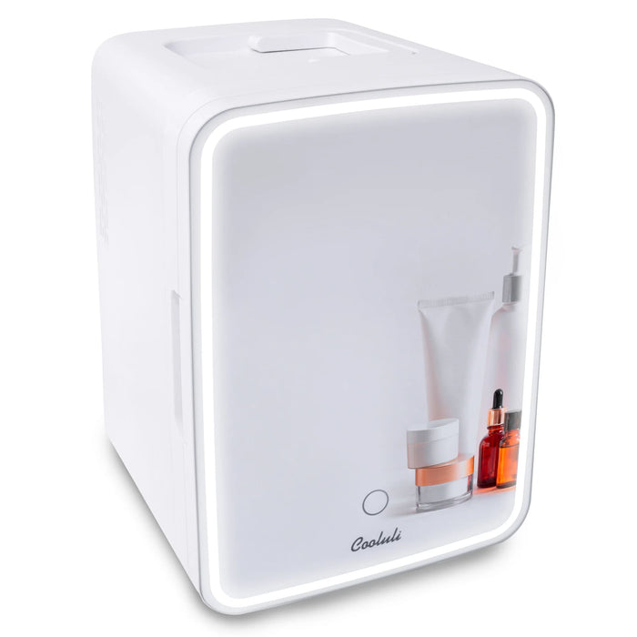 Cooluli Glow Beauty 10L Mini Fridge with Mirror LED (White) - White