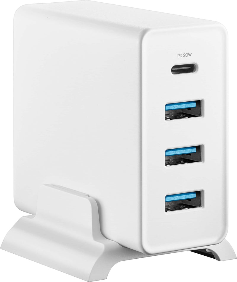 Insignia - 47W 4-Port Wall Charger with 1 USB-C  3 USB Ports with 4 ft. Power Cord for Smartphones Tablets and More - White