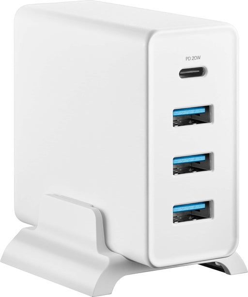 Insignia - 47W 4-Port Wall Charger with 1 USB-C  3 USB Ports with 4 ft. Power Cord for Smartphones Tablets and More - White