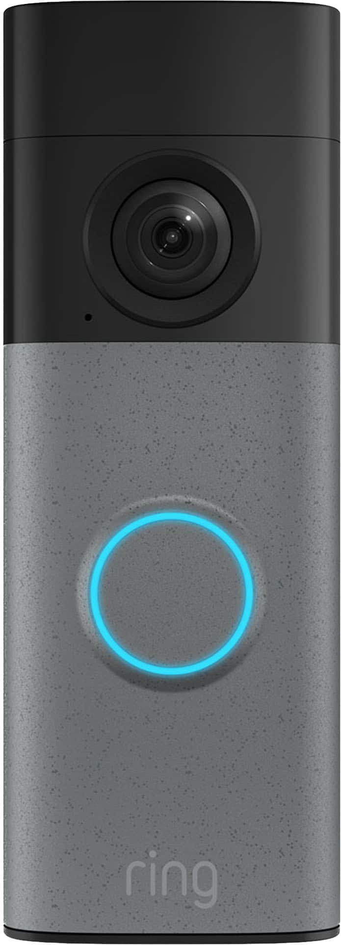 Ring - Battery Doorbell (newest model) Retinal 2K with wide-angle video up to 6x Zoom Two-Way Talk and Built-In Battery - Speckled Grey