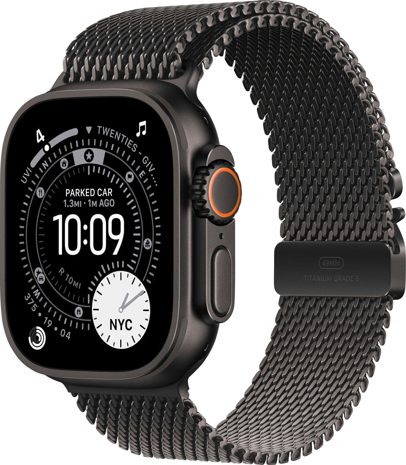Apple Watch Ultra 3 (GPS+Cellular) 49mm Titanium Case with Titanium Milanese Loop - Large - Black - (2025)