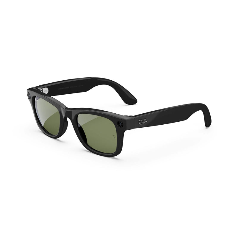Ray-Ban Meta - Wayfarer Large (Gen 1) glasses with Meta AI Audio Photo Video Compatibility - Green Lenses - Shiny Black