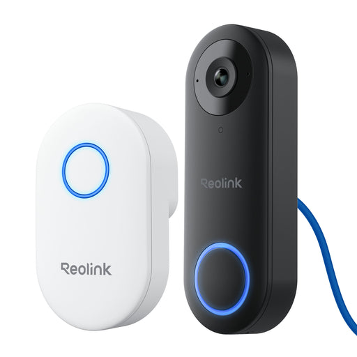 Reolink - D340P Wired PoE Smart Video Doorbell Camera 2K+ 5MP with Chime Pre-Record Works with NVRs - Black