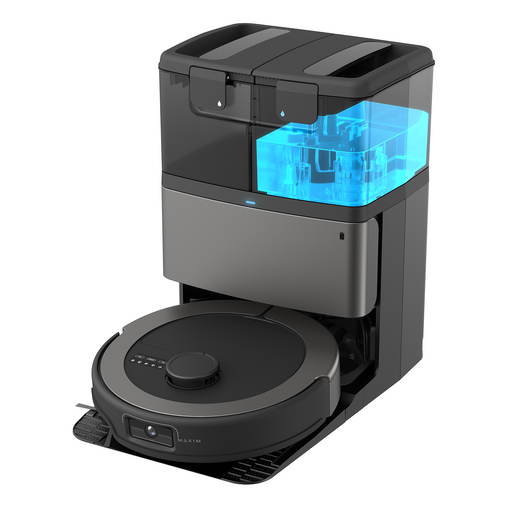 bObsweep - Maxim All-in-One Robot Vacuum  Mop 22000Pa Suction Odor-Filter AutoWash/Dry/Empty Dock w Object Detection - Titanium Black