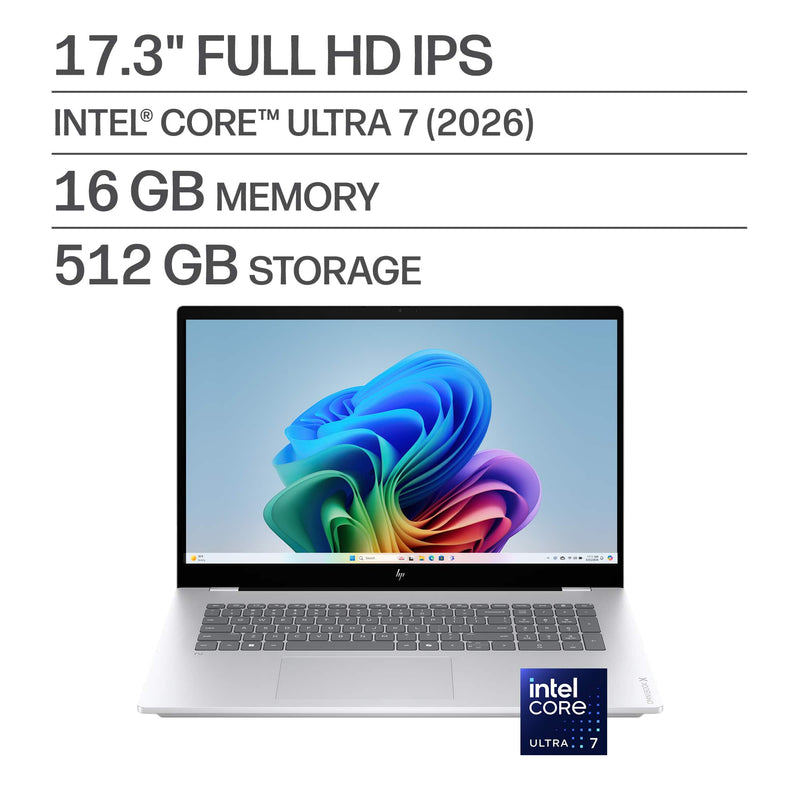 HP - OmniBook X 17.3" Full HD Touchscreen Laptop - Intel Core Ultra 7 (2024) - 16GB Memory - 512GB SSD - Copilot+ PC - Glacier Silver