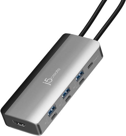 j5create - Flexible Ports USB-C 4K144 HDMI Hub - Slim 8 in 1 for Windows macOS Chrome OS - Space Gray