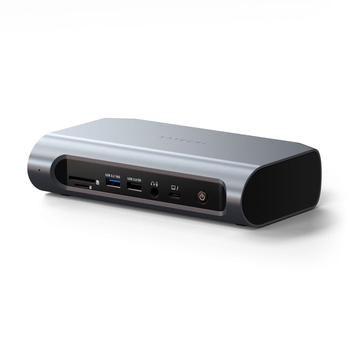 Satechi - Thunderbolt 4 Multimedia Pro Dock-2 DisplayPort 2 HDMI USB C 5 USB A Port Micro/SD Audio Ethernet Docking Station - Space Gray